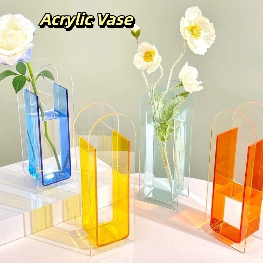 Geometric Flower Vase Modern Hydroponic Planter Plant Container Acrylic Vase  Home Office