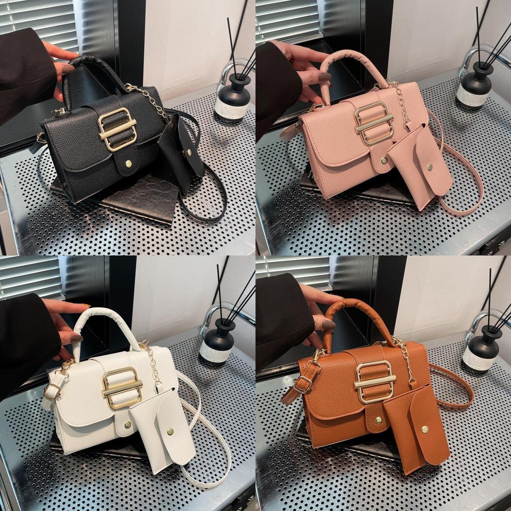 Square Candy Color Crossbody Bag Pu Magnetic Closure Details Mother Child Bag