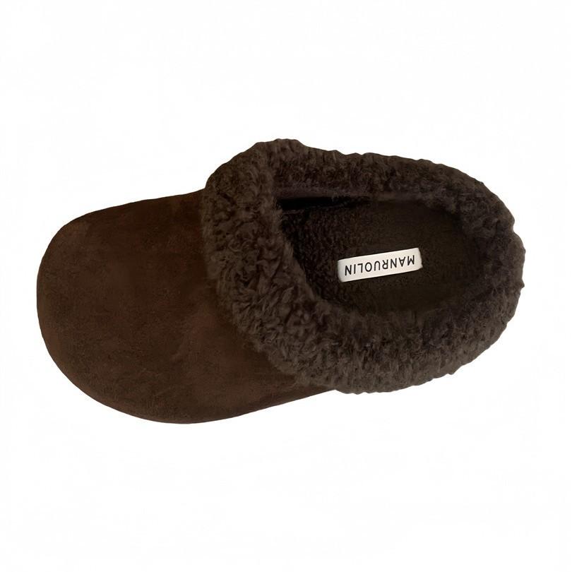 2025 autumn and winter new round head thick bottom matte leather fur warm Boken casual women's shoes