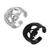 Halloween Themed Geometric Skull Mask Designs Ring Lightweight Black Metal Jewelry For Cosplay And Daily Use