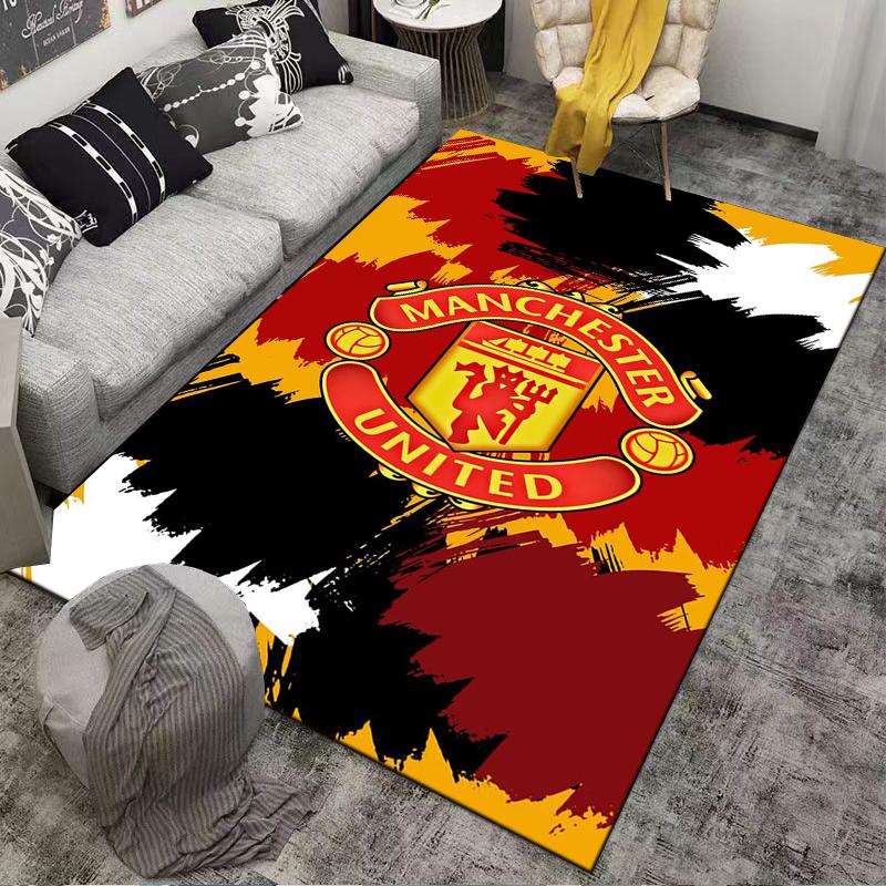 "Manchester United Logo Carpet with Red and Black Abstract Design" Suitable for Use As an Anti-slip for Living Room Bedroom Sofas