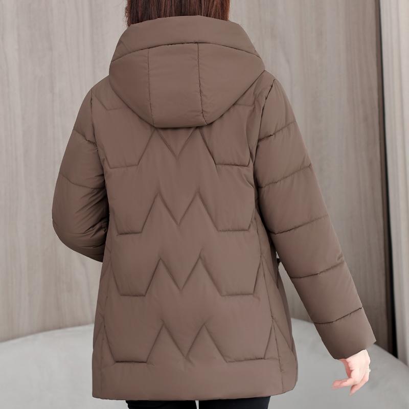 Middle Age Women's Winter Jackets Hooded Embroidery Casual Thick Parka Female Warm Coat