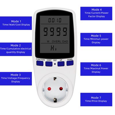 AC 220V LCD Wattmètre Prise Puissance Kwh Compteur d'Énergie Compteur de Puissance Prise de Mesure Analyseur de Puissance Prise EU
