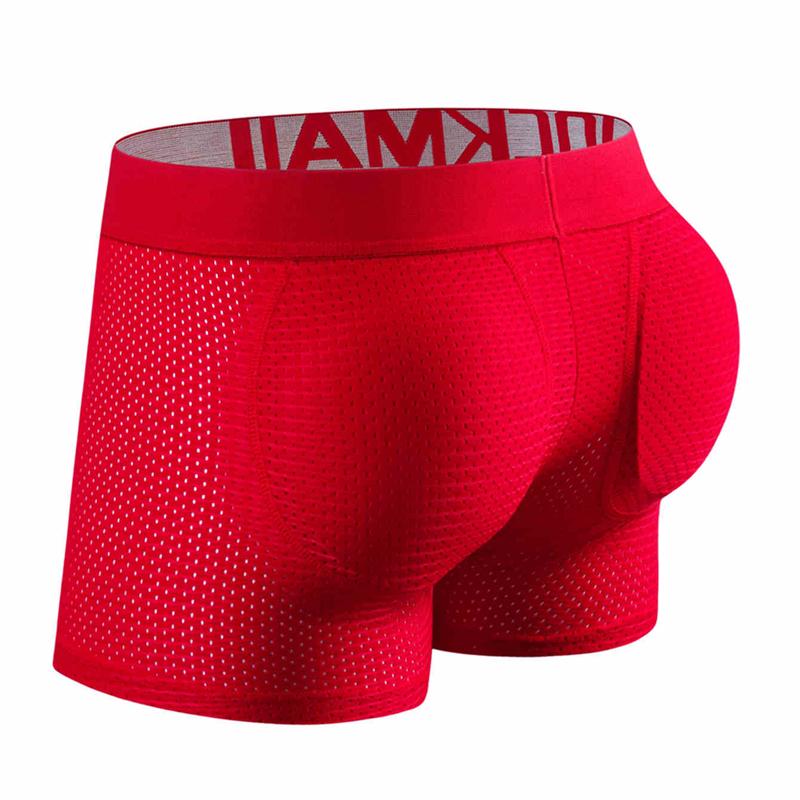 Boxer JOCKMAIL Brand Breathable Mesh Men's Underwear Hip Pushers Underpants Fashion Padding Trunks Hip Lifting Sports Hip-lift Shorts