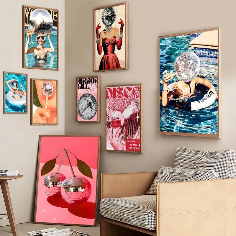 Party Canvas Painting Disco Ball Dancefloor Poster Home Living Room Bedroom Bar Cafe Art Decor Wall Art Decor