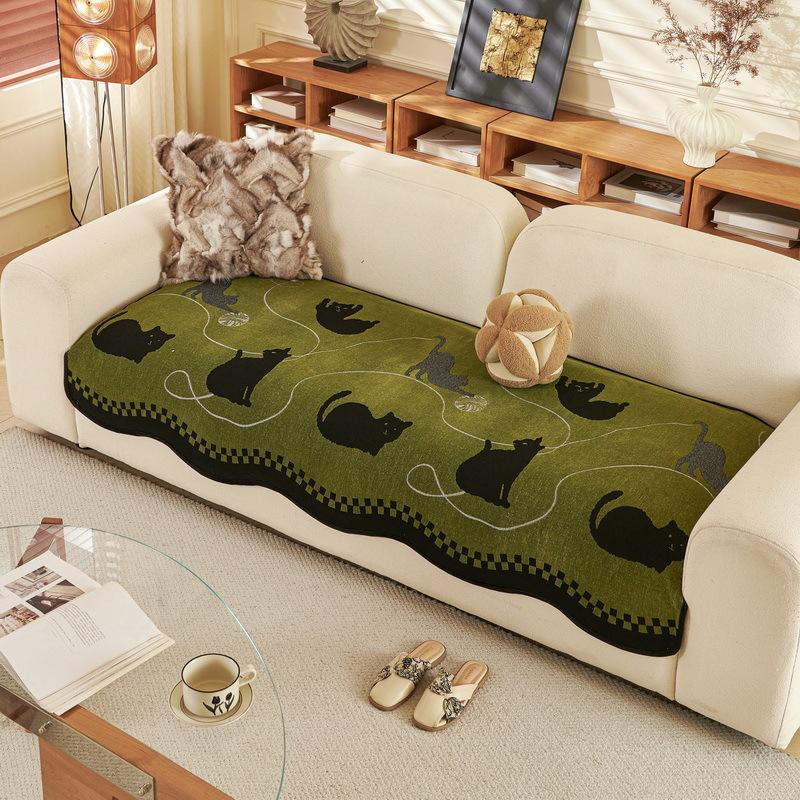 

Medieval Retro Sofa Cushion One Piece New Leather Sofa Cover Cloth Towel Fixed Non-Slip Seat Cushion Universal In All Seasons 90*90cm