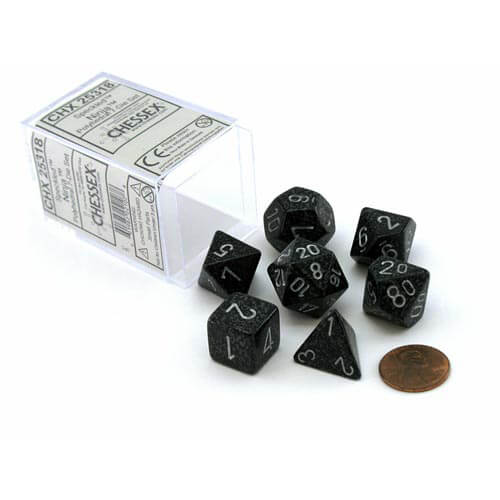 D7 Die Set Dice Speckled Poly (7 Dice) (Ninja)