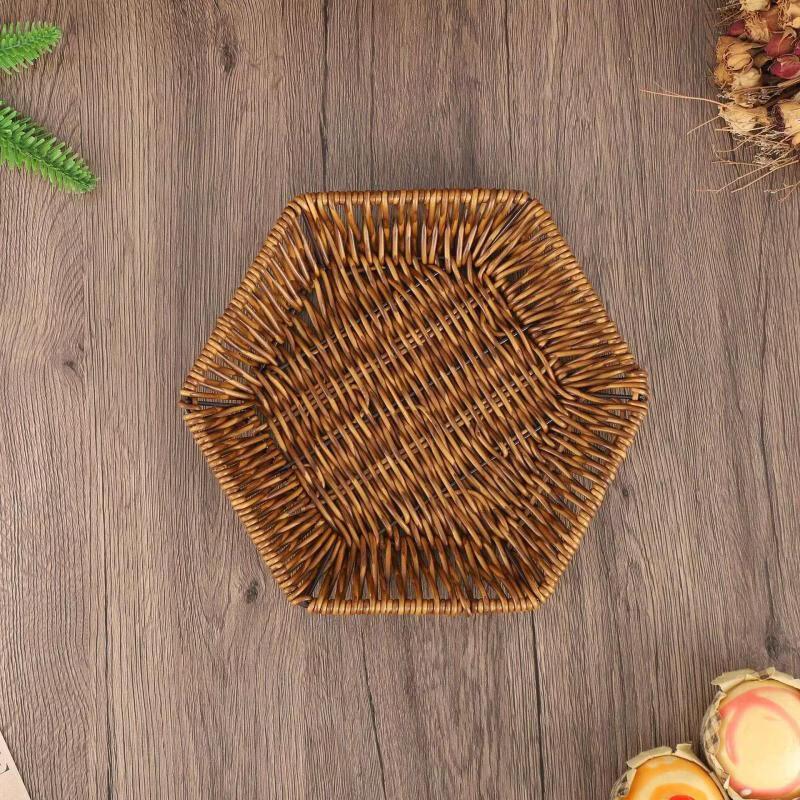 

Imitation Rattan Hexagonal Storage Tray Basket Set