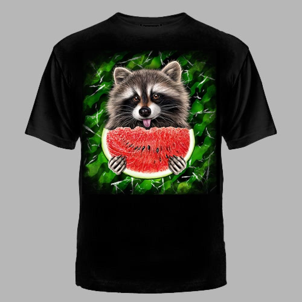 Raccoon Round Neck Black Oversized T-Shirt Fashion Casual Top Simple Style Streetwear Summer 3D Short Sleeve Men's T-Shirts