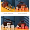 Portable Ceramic Travel Kung Fu Tea Set with Leather Bag