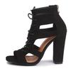 Open Toe Womens Lace Up Ankle Sandal Boots High Chunky Heel Roman Shoes