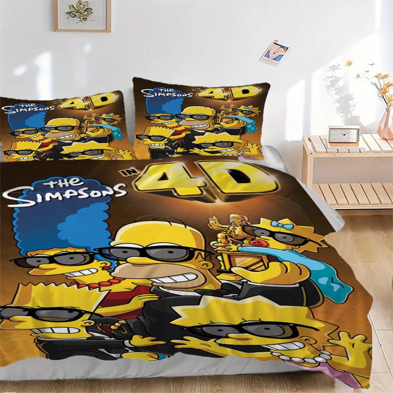 

The Simpsons in 4D Bedding Set Comforter Cover Gift for Bedroom,Includes 1 Cover and 2 Pillowcases, No InsertB336 135x200cm
