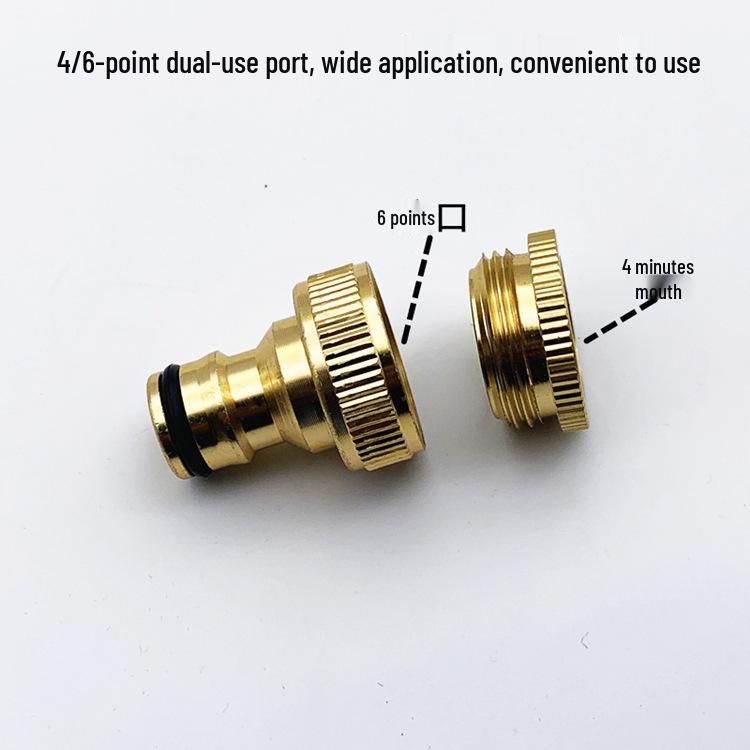 All Copper Dual Use Nipple Connector 1/2" & 3/4" Standard Fitting for Car Wash Water Gun - 20mm Internal Thread