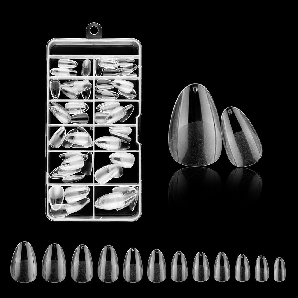 120/100-Piece Set of Clear Frosted Square Oval Almond Ballet Wear-On False Nail Art Tips