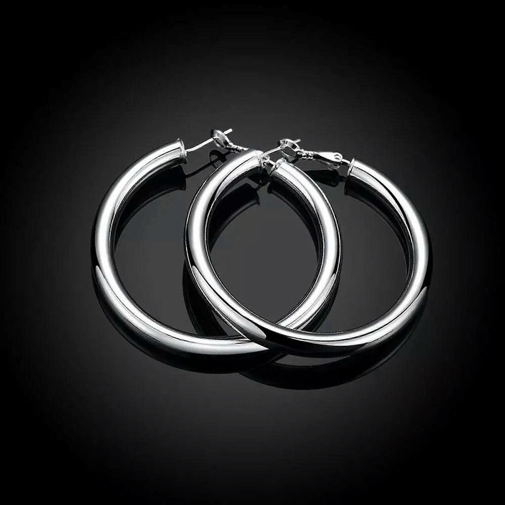 RSAMD gorgeous 925 sterling Silver Charms 5cm Earrings round circle for women wedding