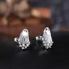 Huitan Halloween Stud Earrings Ghost Design Cute Festival Silver Color Jewelry Inlaid Shiny CZ Spooky Party Accessories Gift