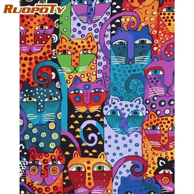 RUOPOTY Frameless Abstract Painting Colorful Oil Painting DIY Painting By Numbers Modern Wall Art Picture Hand Painted For Wall Decoration 40x50cm