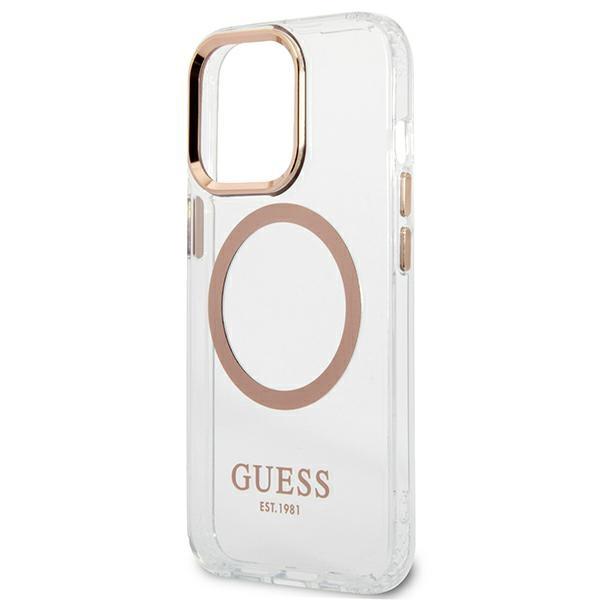 Guess Guhmp13Xhtrmd Iphone 13 Pro Max6,7 Złoty/Gold Hard Case Metal Outline Magsafe