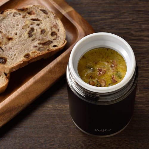 Wahei Freiz Imio Compact Lunch Pot, 300ml, Black, Vacuum Insulated, Keeps Food Hot and Cold, IM-0014