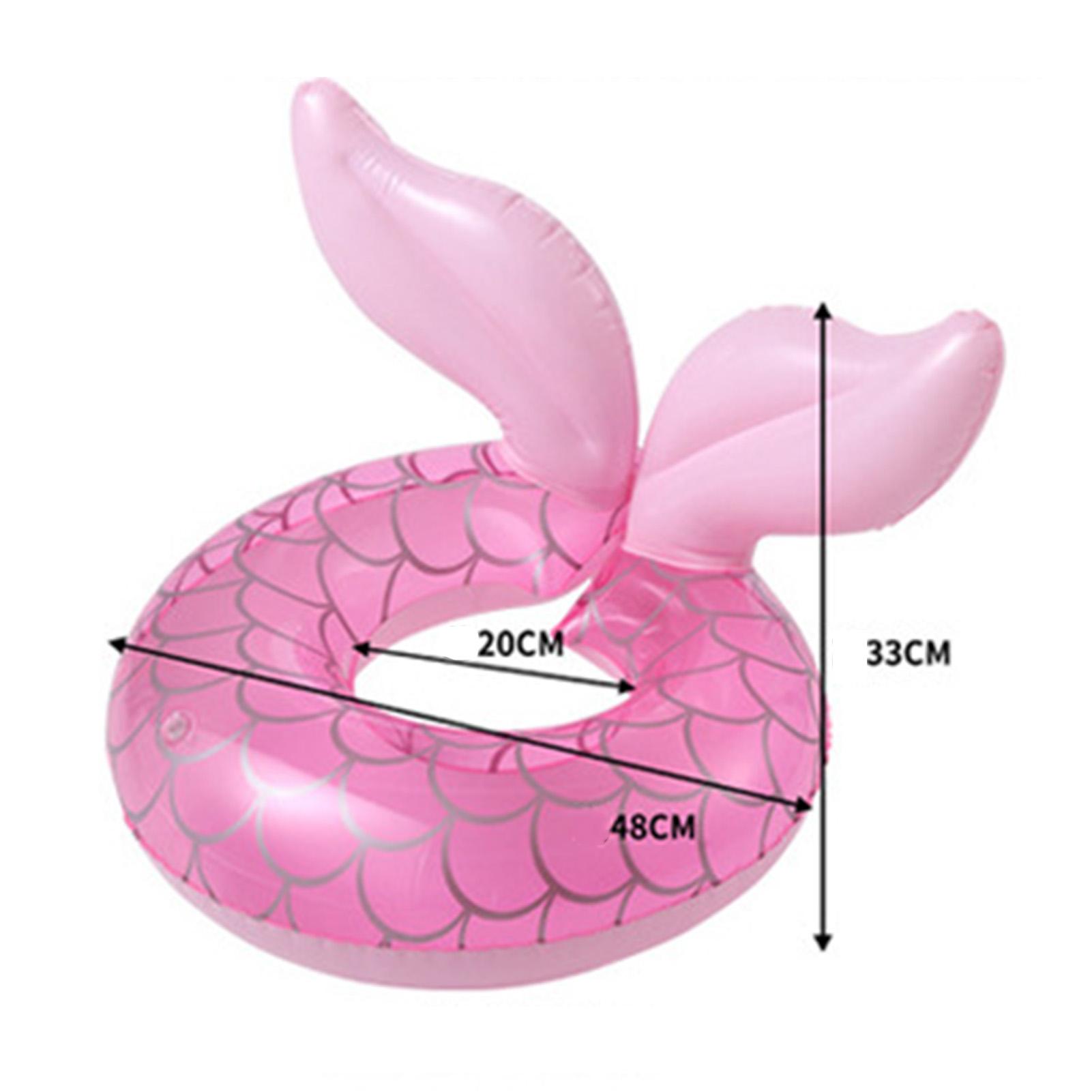 

Inflatable Float Swim Rings PVC Thickened Pink Fish Tail Shape Pool Float Tube Ring for 3 to 8 Years Old