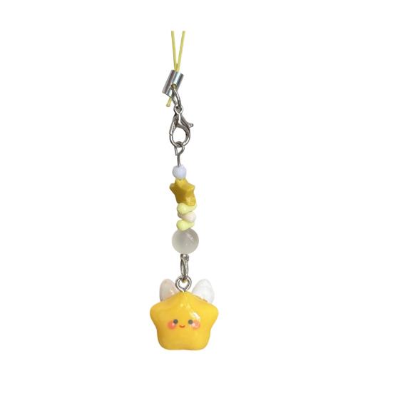 

Decorative Pendant Cartoon Star Beaded Charm Portable Bag Pendant with Lanyard Mobile Phone Hanging Ornament D