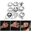 9pcs Stylish Gothic Rings Set for Men and Women Thorn Silver Collection with Unique Heart Snake and Skull Designs