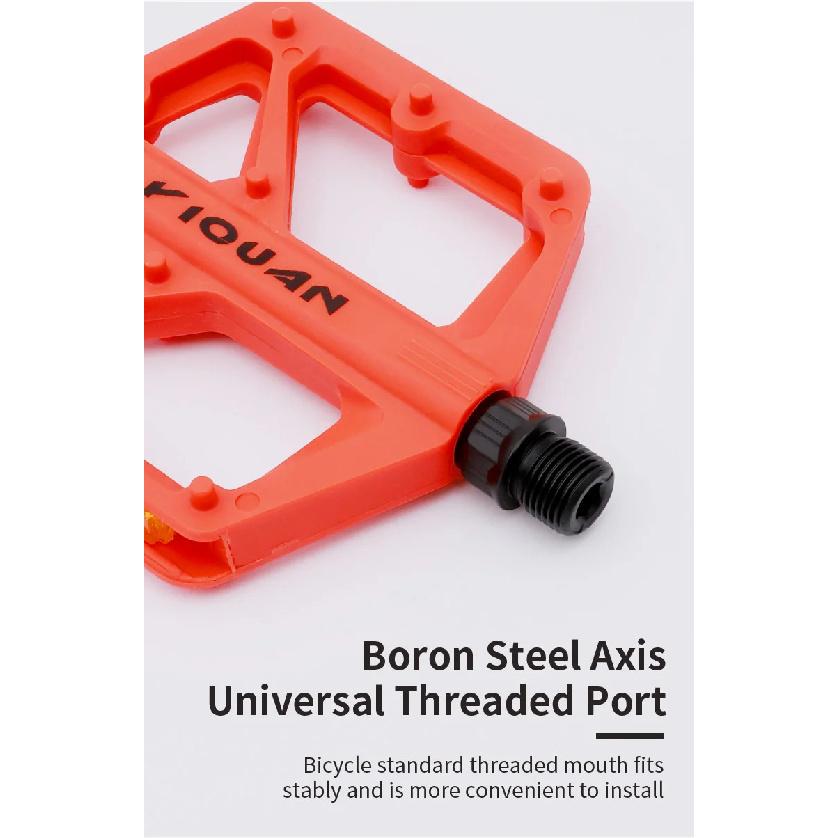 Bike Pedals Nylon Bearing 9/16" Non-Slip Flat Pedals Lightweight Wide Flat Platform Cycling Pedals for BMX Road MTB E-Bike
