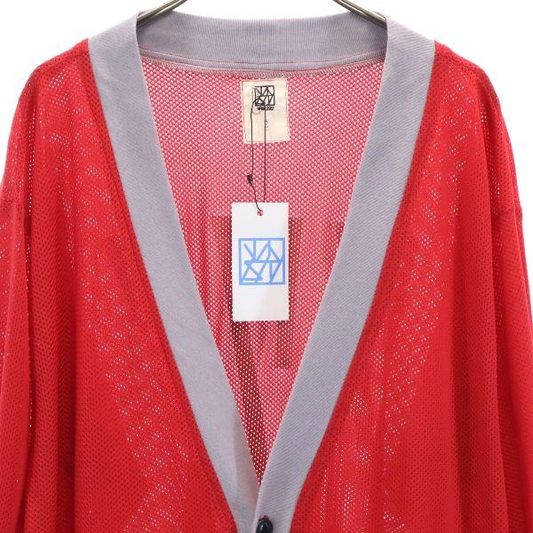 unused VAST222 19ss made in Japan Long sleeve mesh cardigan 2 red x gray Men's Used