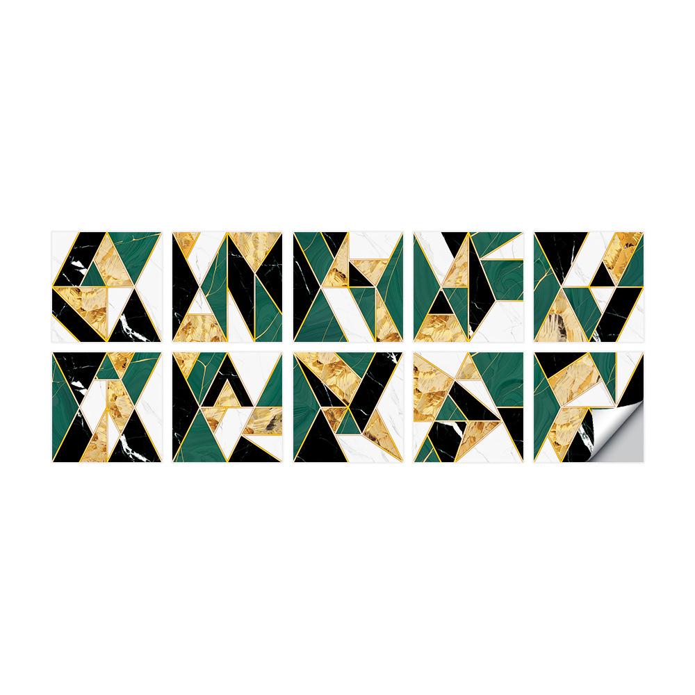 10-Pack European Style Floral Tile Wall Stickers for Living Room and Bathroom - Self-Adhesive PVC Crystal Film