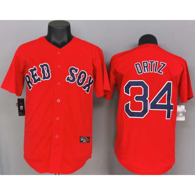 Boston Red Sox 34 Ortiz Maglia da Baseball Manica Corta Unisex Abbigliamento per Fan Misto Cotone