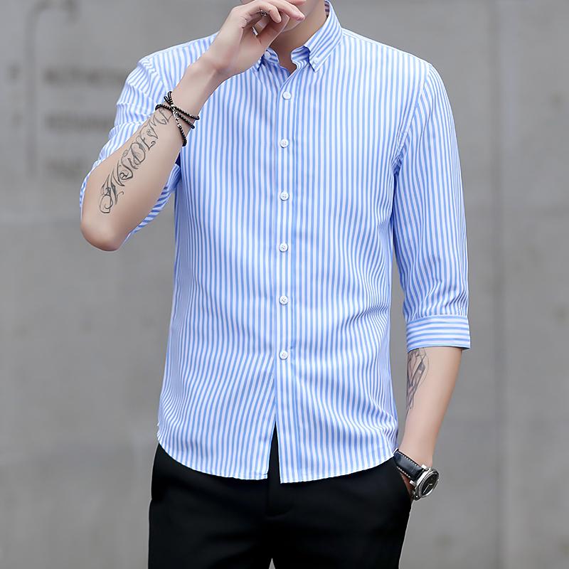 2026 Mens Business Casual Long Sleeved Shirt Men Shirt Classic Striped Male Social Dress Shirts Male Formal Plain Shirt