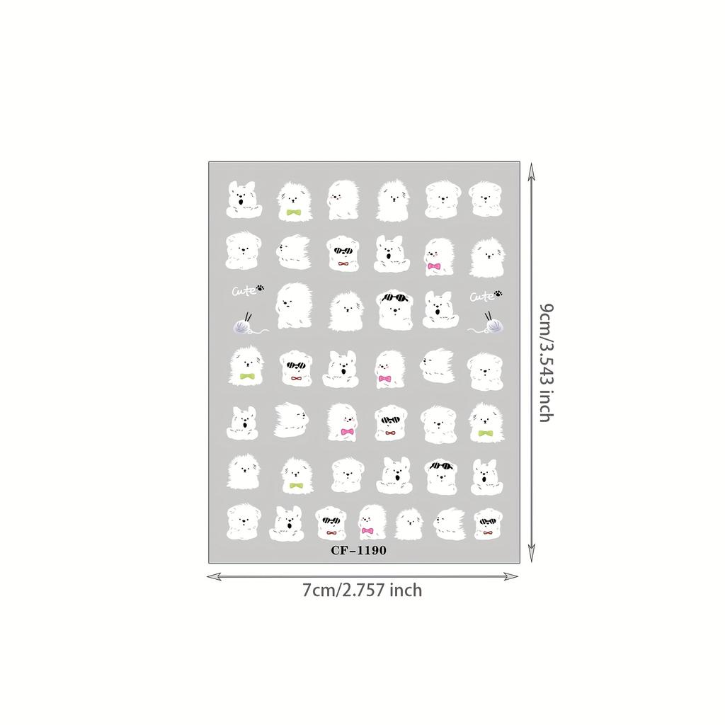 1pc Embossed Nail Sticker - Cute Cartoon Dog Design, Self-Adhesive Waterproof Nail Art Decoration for DIY Manicures