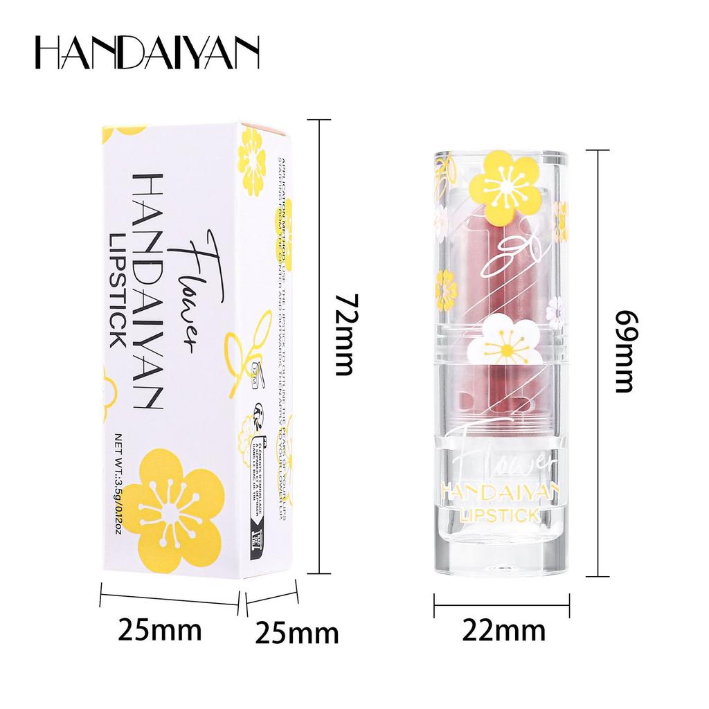 HANDAIYAN Velvet Matte Lipstick, Waterproof Long-Lasting Moisture Lip Makeup, Pigmented Smooth Nude Red Lipstick in Clear Floral Tube, Cosmetic