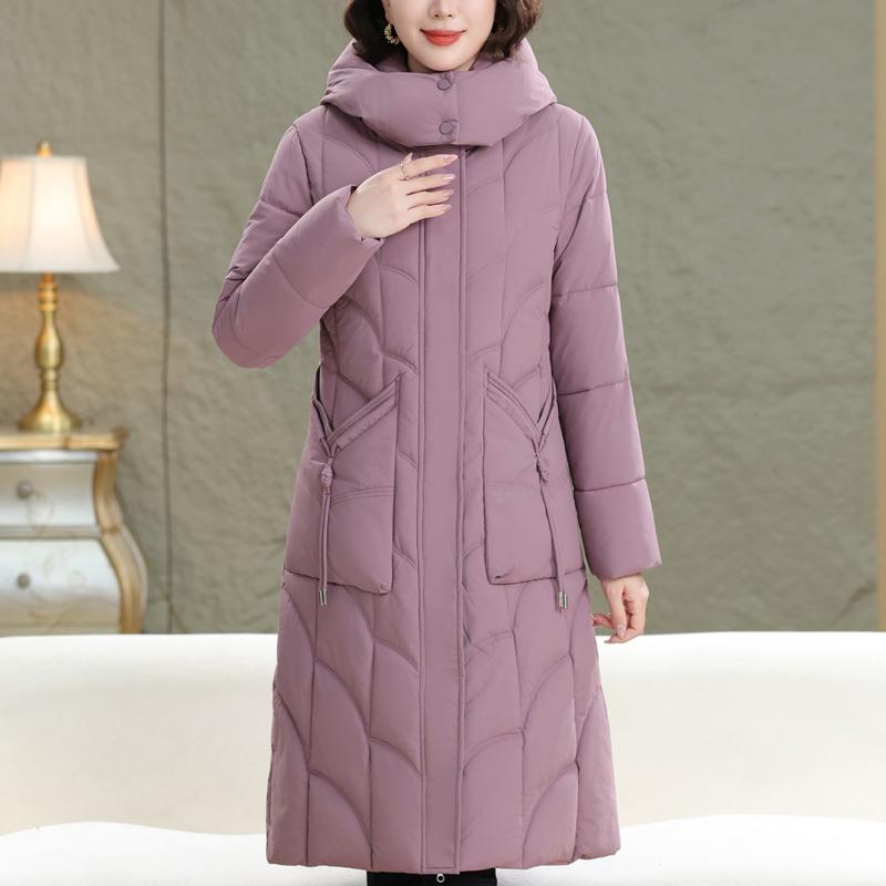 

Plus Size XL-6XL Middle Age Women Coats Winter Long Parkas Hooded Thick Warm Casual Women s Jackets 6XL фиолетовый