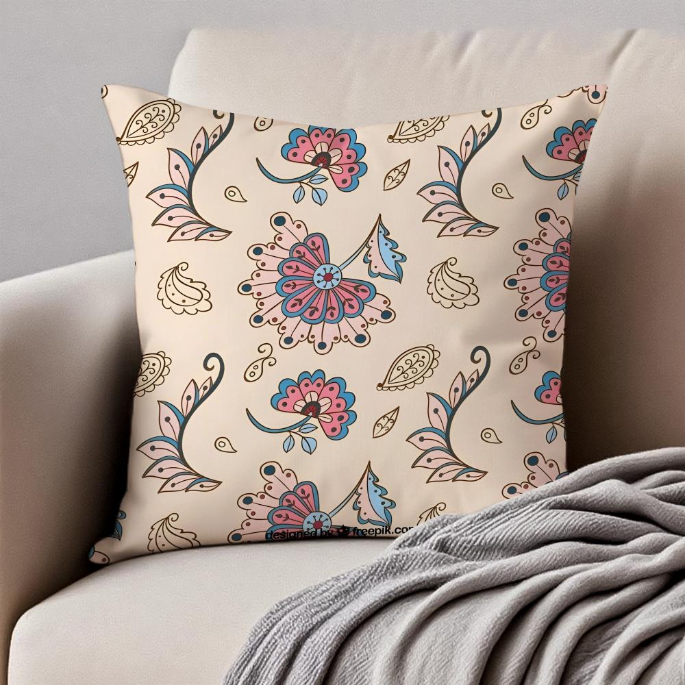 Creative Abstract Art Indonesia Batik Cushion Cover Pillowcase Antidustmite Invisible Zipper Short Plush Sofa Cushion