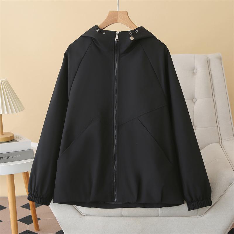 2026 Women s Plus Size Hooded Raglan Jacket: Versatile, Slimming Long Sleeve Cardigan 3XL чёрный