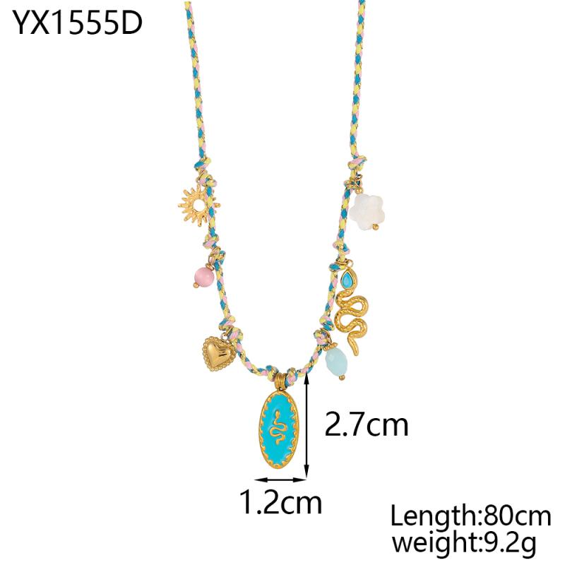 CARLIDANA Elegant Stainless Steel Hand-woven Rope Chain Flower Starfish Heart Sea Pendant DIY Charm Bracelet Necklace for Women