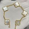 Nuova Versione Bracciale Quadrifoglio Cinque Fiori Agata Rossa Naturale Madreperla Bianca Bracciale da Donna Bracciale Laser