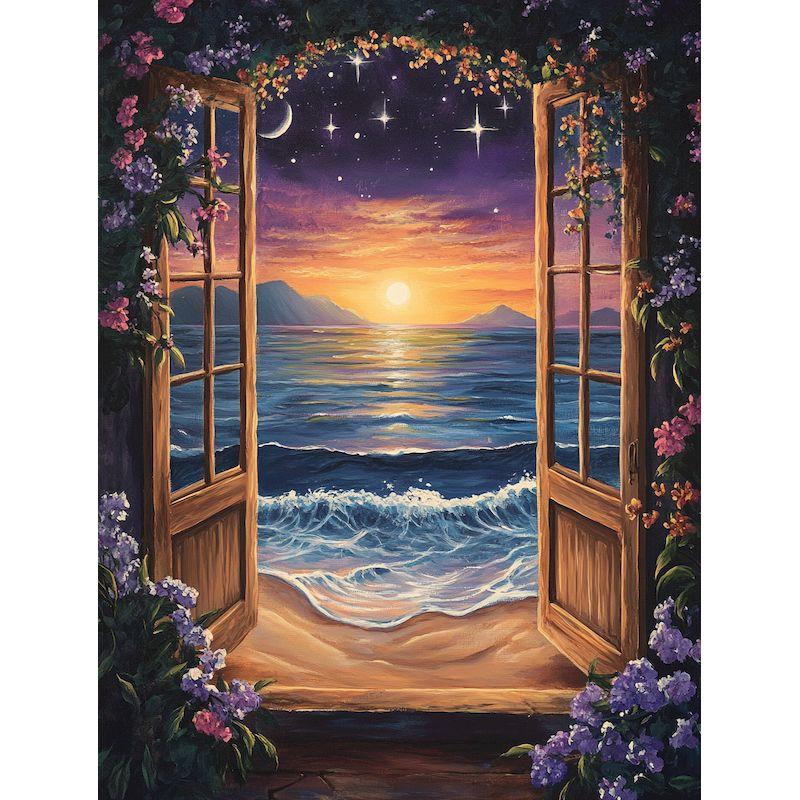 

GATYZTORY Pictures By Numbers Landscape Sunset Paint By Numbers On Canvas Seaside Handpainted Painting Art Hand Paint Kits 30x20cm no frame светло-серый