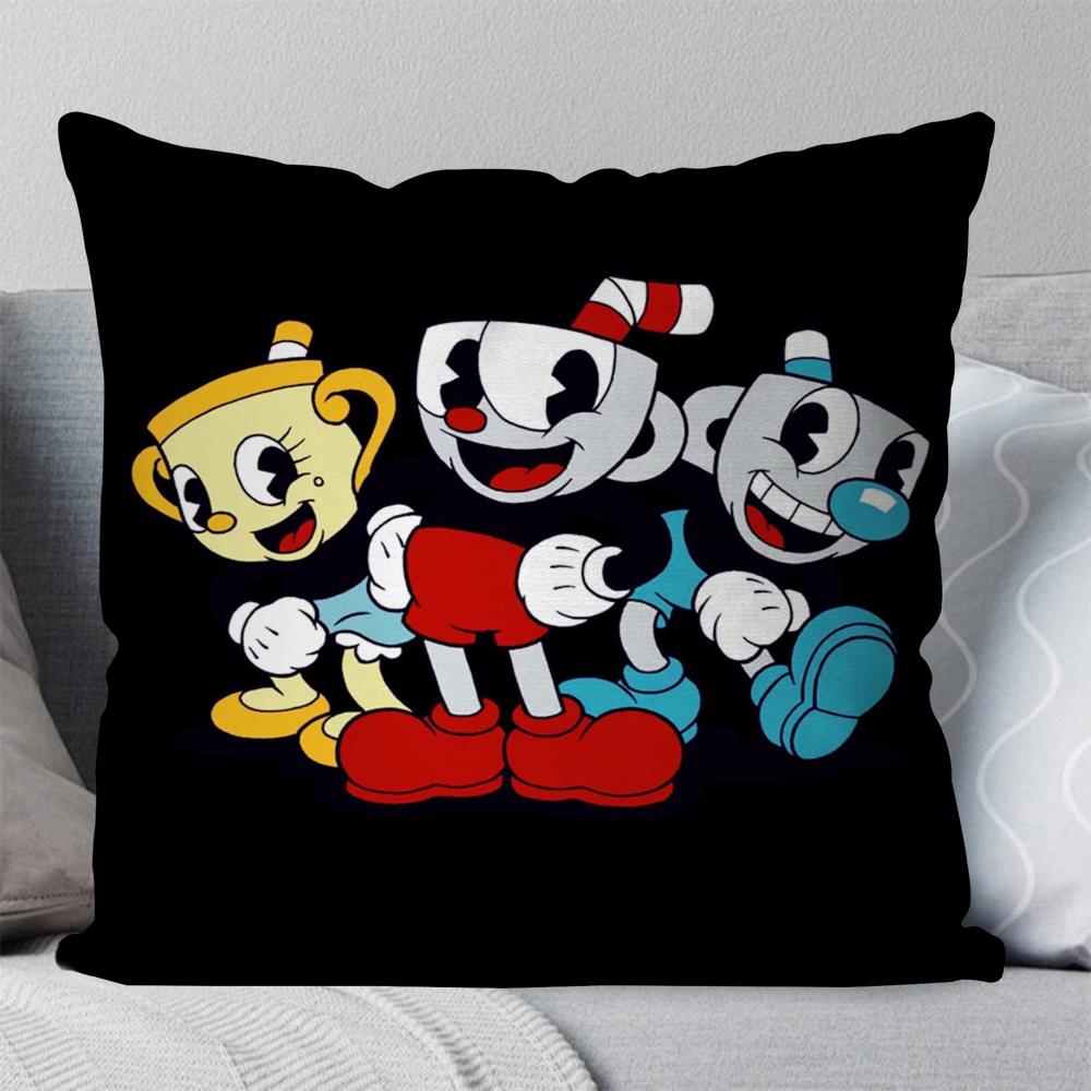 C-Cuperhead Animated Adventure Game Pillow Case Square Pillow Bedroom Sofa Leisure Comfort Car Living Room Home Decoration 40X40