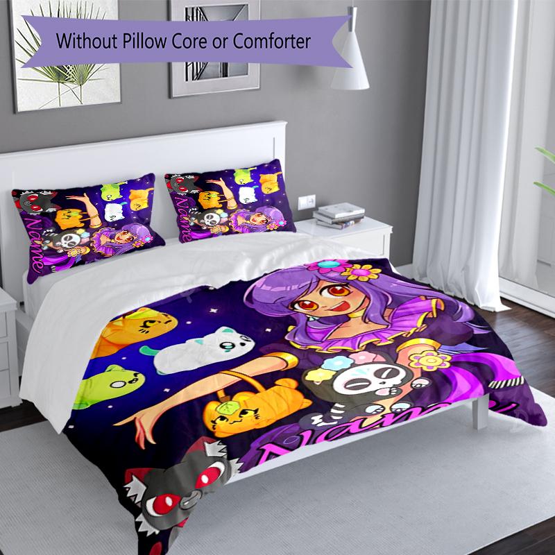 3pcs Custom Name Aphmau Set,Includes 1 Duvet Cover and 2 Pillowcases,All-season Bedroom Decor