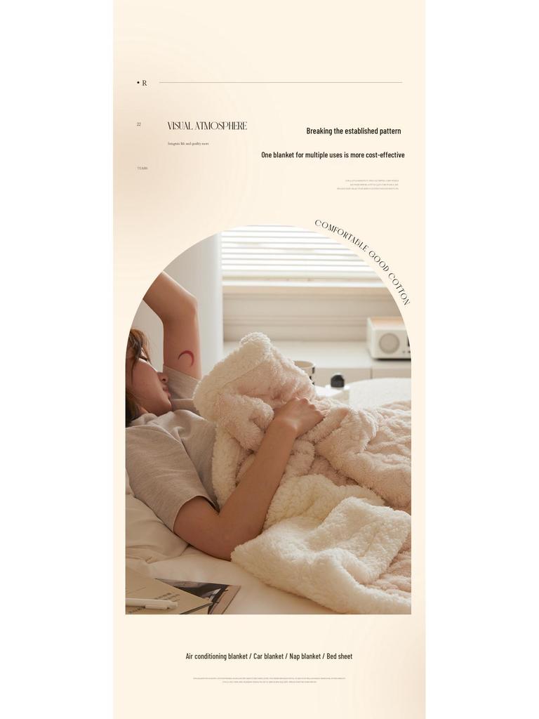 Verdickte Taft & Lamm-Korallenfleece-Decke für Sofa/Büro/Bett