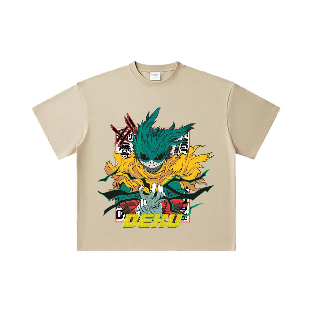 260 GSM Double Yarn 32 Count 100% Cotton My Hero Academia V23 Deku Print Unisex Heavy Cotton T Shirt
