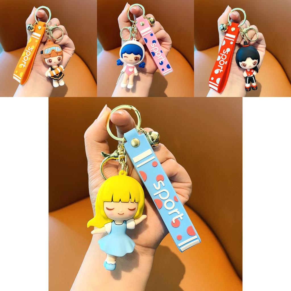 Sweet Sporty Girl Keychain Pvc Anime Figurine Stylish Bag Charm Car Key Ring For Parties And Gifts