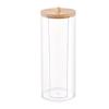Dual-Layer Cotton Swab & Makeup Pad Storage Box - Clear, Round, Desktop Organizer