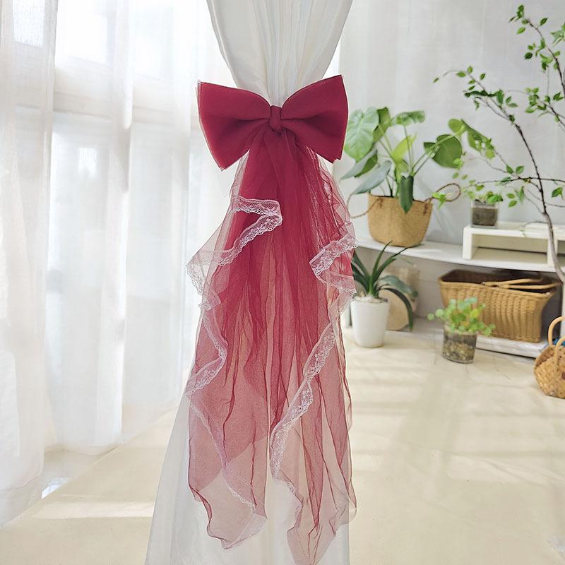 INS Curtain Bow Tiebacks Window Curtains Binding Rope White Window Curtain Strap Bag Decoration Curtain Decor Accessories