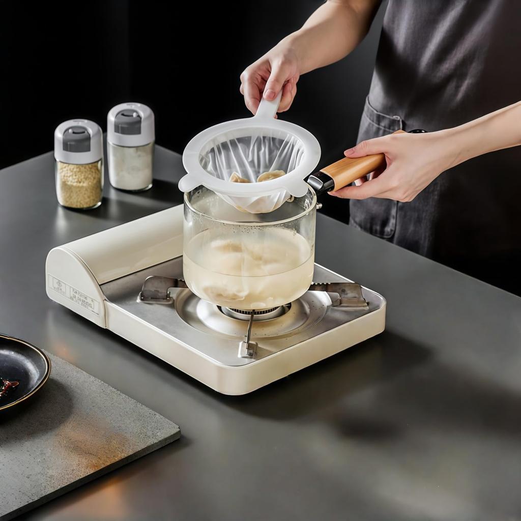 RuiChy Food Filter Strainer, Set of 2, Nylon Fine Mesh Strainer with Handle, 120200 Mesh, Sieve, for Filtering Wine, Juice, Soy Milk, Separator,