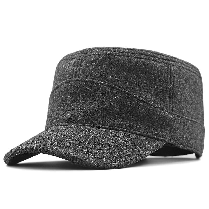 

Wool hat Men s winter flat top hat Big head circumference increased and deepened, piled and thickened warm and cold-proof cap XL (above 60cm)