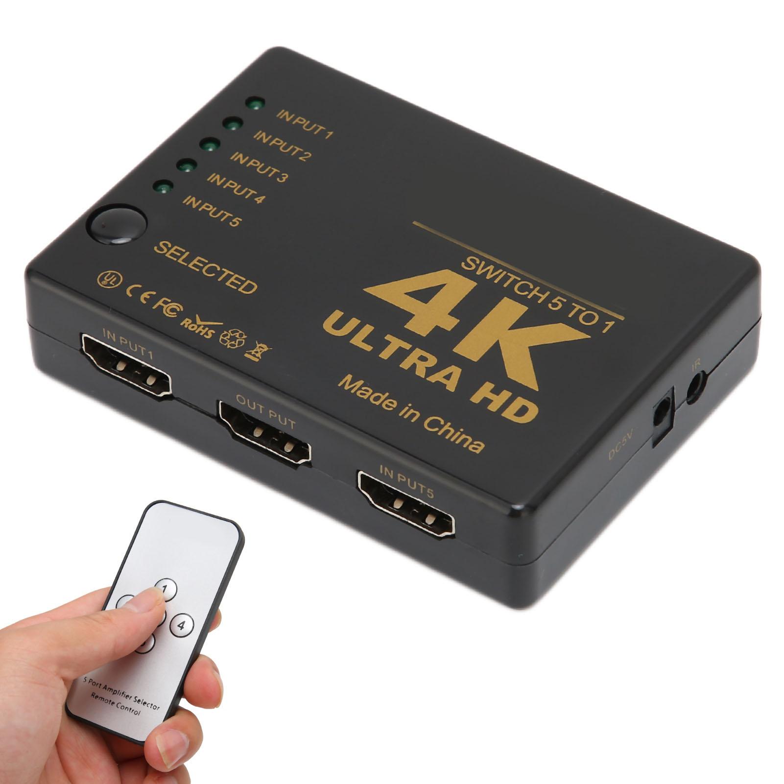 

Интерфейсный коммутатор HD-мультимедиа 4K 2K 30 Гц 5-портовый HD-видеоконвертер для HDTV DVD-проектора