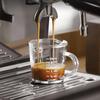 70/75ml Espresso-Shot-Glas mit zwei Ausgießern, Glas-Messbecher mit hitzebeständigem Griff, klare Skala, Wein-, Milch-, Kaffee-Messkrug